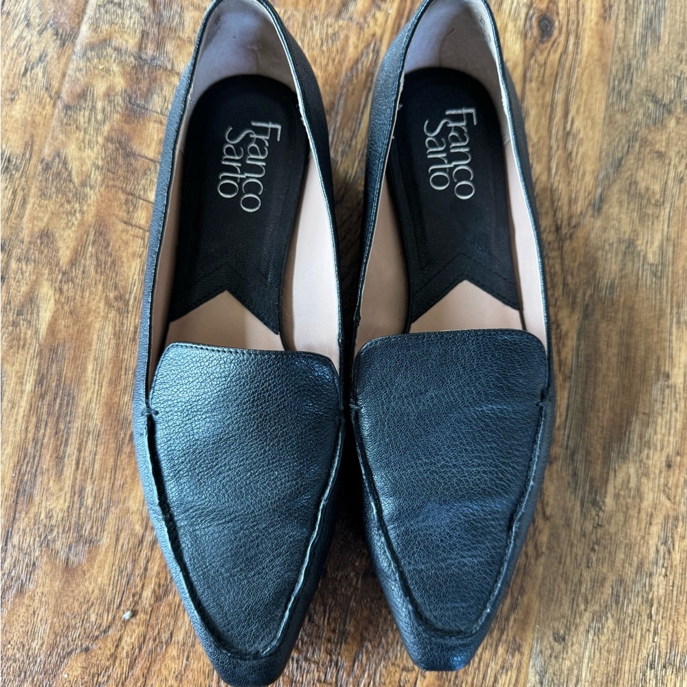 Franco Sarto Black Leather Women's Flats